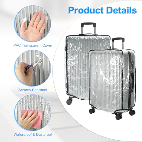 PATIKIL 28" Suitcase Cover Protectors, 1 Pcs Clear PVC Luggage Cover Set Waterproof Dustproof Anti-scratch Suitcase Approved for Travel, Transparent3