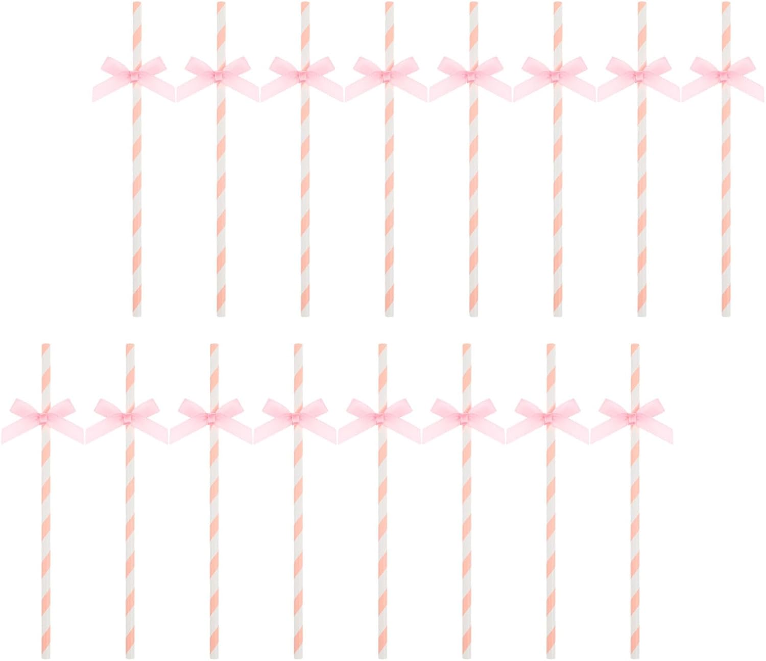 Creative Paper Straws with Pink Bow Decorations, 100pcs Disposable Birthday Party Straws for Cake Toppers, Juice and Smoothie Drinking Supplies for Festival and Tea Party