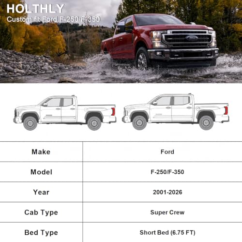 Image of 10 Layers Truck Cover Waterproof All Weather Custom Fit Ford F-250 F-350(2001-2026) SuperCrew Short Bed, Outdoor Full Exterior Pickup Car Cover Sun Rain Snow Ice Protection. Sliver
