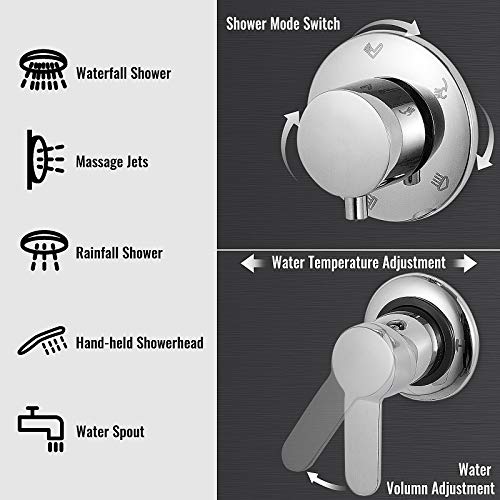 Happybuy Shower Panel Tower System Stainless Steel Multi-Function Shower Panel With Spout Rainfall Waterfall Massage Jets Tub Spout Hand Shower For Home Hotel Resort Split Type Black (Split, Black) #TOP5