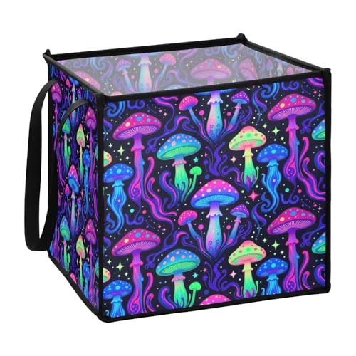 Image of decor gift collapsable Felt storage bins for house extra large Magic Mushrooms Colorful L