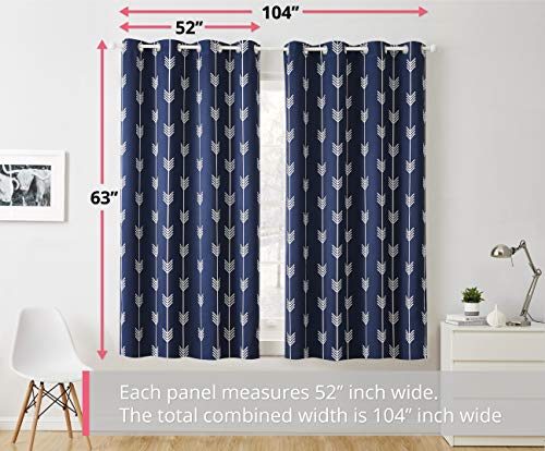 image for HLC.ME Arrow Printed Blackout Room Darkening Thermal Grommet Window Cu