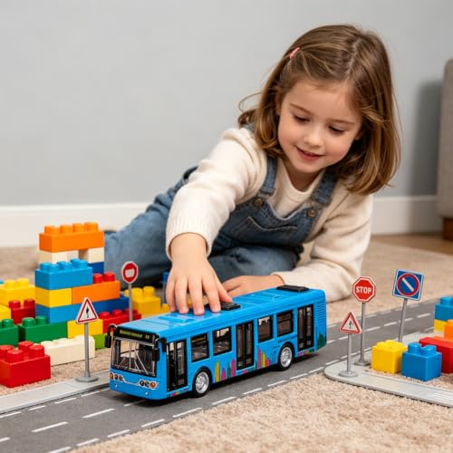 FCXVXCL Bus Jouet, Voitures de Jouet Mini Modèle de Bus Jouets Pull Back Voitures Jouets À Inertie Petite Voiture Mini Véhicule à Tirer Modèle Friction Véhicules Cadeau pour Anniversaire Carnaval – vue 6