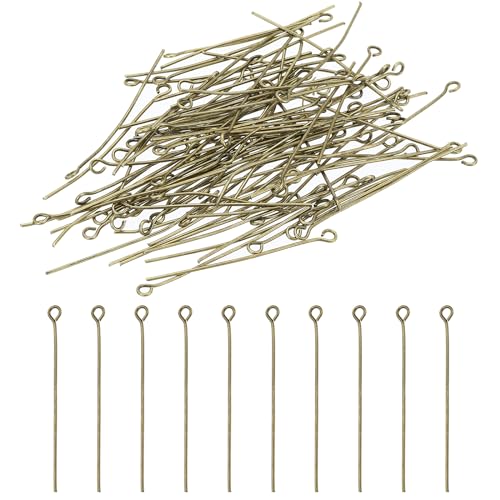 PATIKIL 40mm Épingle à Oeil Aiguilles Environ 150Pcs 21 Jauge Épingles à Tête Métallique, Broches à Œil Ouvert pour la Fabrication de Bijoux, Boucles...