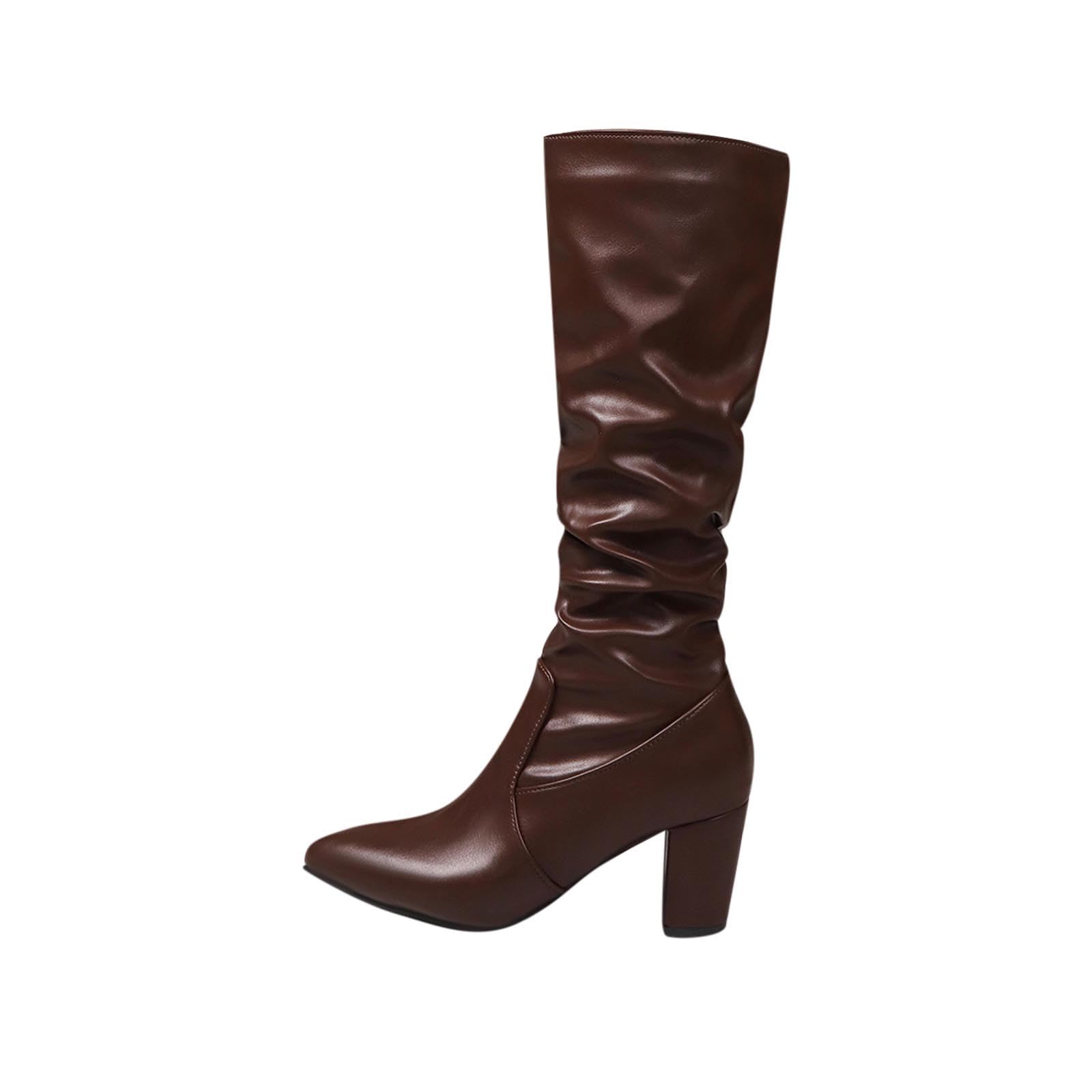 Womens Boots Tall heel Knee Length Pointed Toes Comfy Solid Color Casual Boots Fall And Winter Outdoor Parties