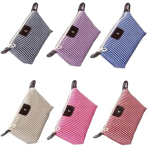 USUNQE Pack of 6 Striped Cosmetic bag Makeup Organizer with Zipper for Travel Home Outdoor Cover
