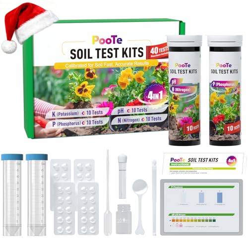 PooTe Soil Test Kit - 4-in-1 Soil Testing Kit with Test Tube & Tablets - 40 Tests Upgraded...