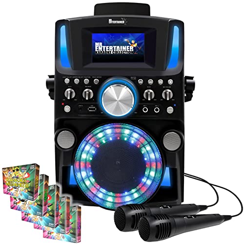 Groovebox Bluetooth CDG Karaoke Machine. Built in Screen & Disco Lights. Includes 1000 Songs & 2 Microphones