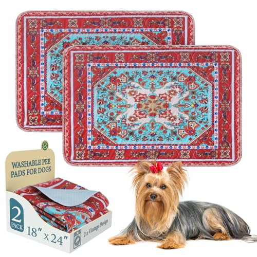Image of Homimp Washable Pee Pads for Dogs, 2 Pack Reusable Puppy Pads Waterproof, Absorbent and Leakproof Dog Pee Pads, Non Slip Puppy Training Pads, Pet Mat for Floor, Crate, Couch, Whelping,Brown, 18 inchx24 inch