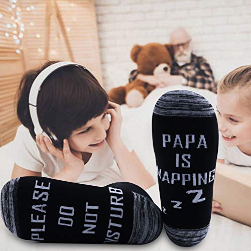 JXGZSO Napping Socks Papa Gift Mens Funny Socks Do Not Disturb Papa Is Napping Socks Father’s Day Gift4