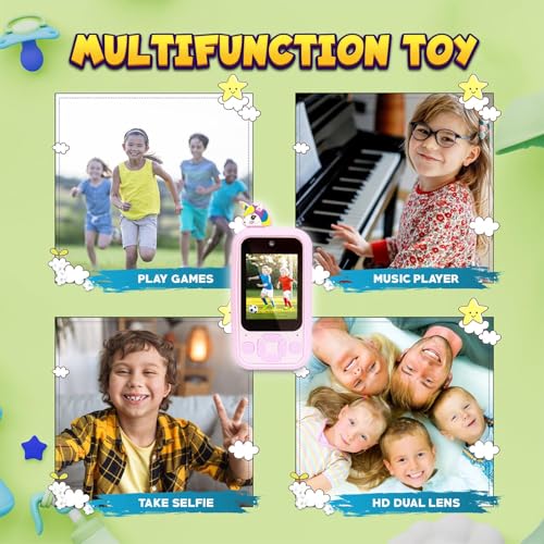 Image of Kids Smartphone Toy with MP3 Music Player Dual Camera for Selfies in-Built Games 2.4 inch Screen 8MP Camera Toys for Boys & Girls (Z7 Pink)