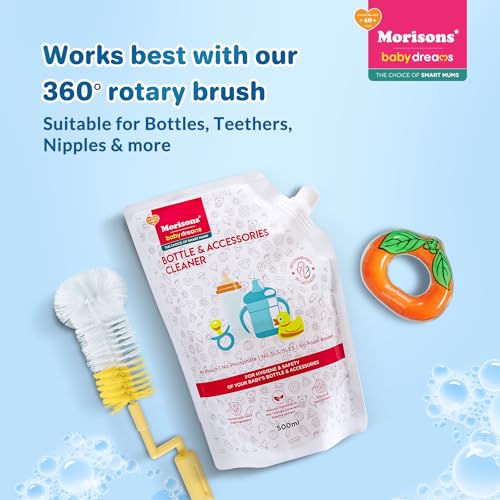 Image of Morisons Baby Dreams Bottle & Accessories Cleaner - Refill Pack 500ml (Pack of 2) | Removes milk odour & stains effectively | Anti-bacterial | Made with Food Grade Ingredients I