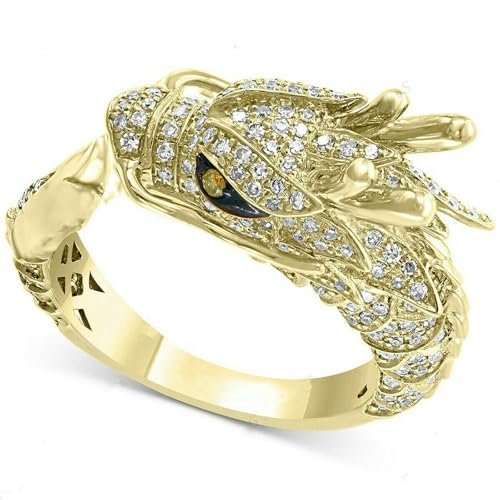 VCODWCSJO Anillo de Dragón Occidental Dorado Serie Retro Moda Temperamento Anillo-oro02-8