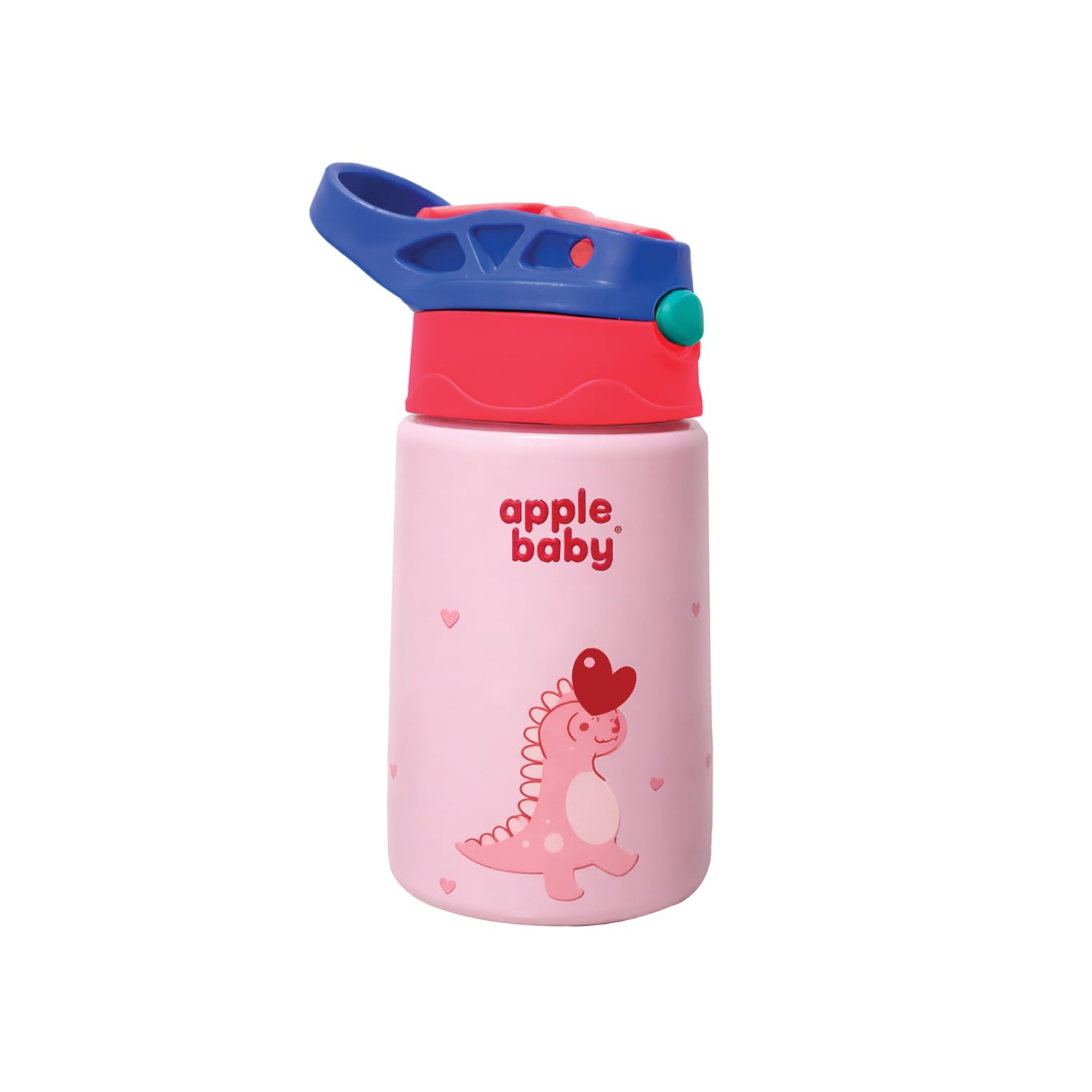 apple baby Stainless Steel Kids Sipper Bottle 330ml | 304 Grade Stainless Steel Water Bottle with Flip-Top Straw Lid | Leak-Proof, BPA-Free Drinking Bottle for Toddlers, Boys & Girls | Pink AC483-image-11