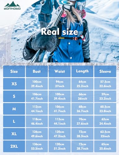 donhobo Damen Outdoor Winterjacke Winddichte Wasserdicht Softshell Jacke Warm Fleece Skijacke Funktionsjacke mit Abnehmbarer Kapuze, Schwarz, L