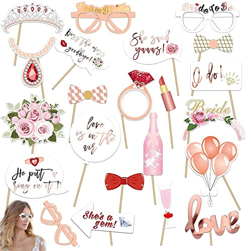 Braut Photo Booth Props Team 23 Stücke Hochzeit Party Fotoautomat Requisiten Frauen Foto Deko Requisiten Junggesellinnenabschied Frauen Accessoires Für Hochzeit Geburtstag Bachelorette Party Zubehör Cover