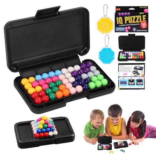 IQ Puzzle, IQ Spiele mit 200 Herausforderungen, 2D 3D Smart Games ab 6, Logikspiele ab 6 Jahre mit 2 Stück 3D Labyrinth-Spielzeug, IQ Puzzler für Kinder und Erwachsene