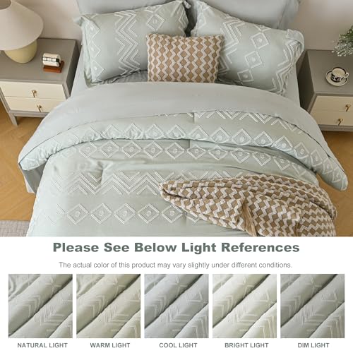 Newspin Full Comforter Set, Sage Green Boho 7 Pieces Bed In A Bag thumb #5