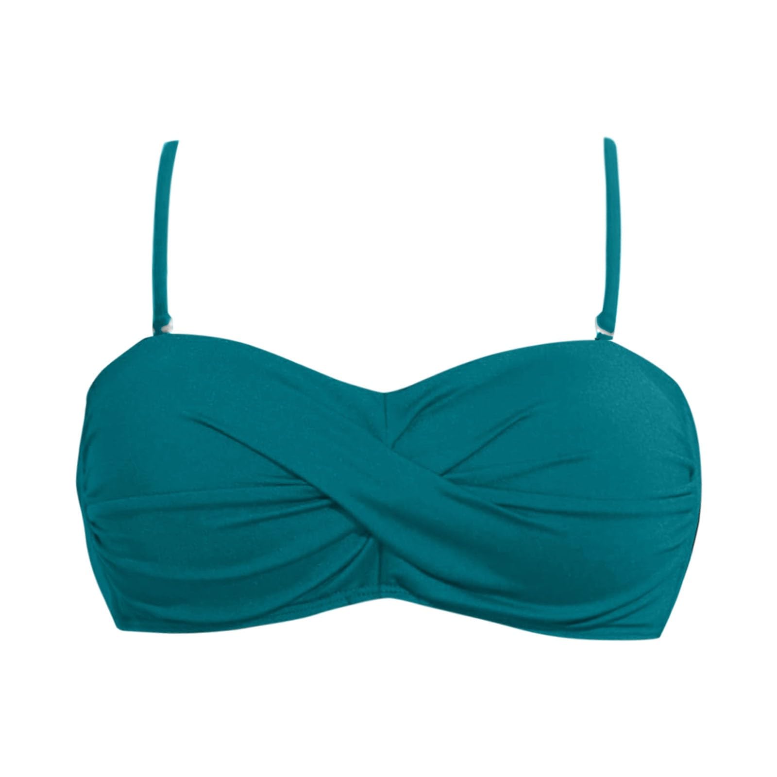 Haut de Maillot de Bain Femme Bandeau Push-Up Sexy Bikini Bandeau Bretelles Amovibles et sans Bretelles Col en V Croisée Hauts de Bikinis pour Femme Haut de Bikini