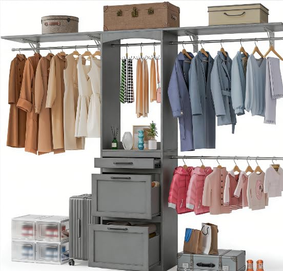 Walk in Closet Organizer System - with Drawers, 8FT Walk in Closets Organizer with Jewelry Box...