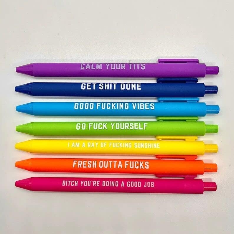 Litoott 11pcs Swear Word Funny Pens - Glitter Ink with Snarky Sayings for Adults - Demotivational Profanity Set - Image 2