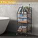 4-Tier Towel Rack Free Standing with Hair Tool Organizer, Durable Metal Bath Towel Holder for Bathroom, Pool Towel Rack, Space-Saving Storage Organizer, Bath Towel Shelf with Wheels, Rustic Brown