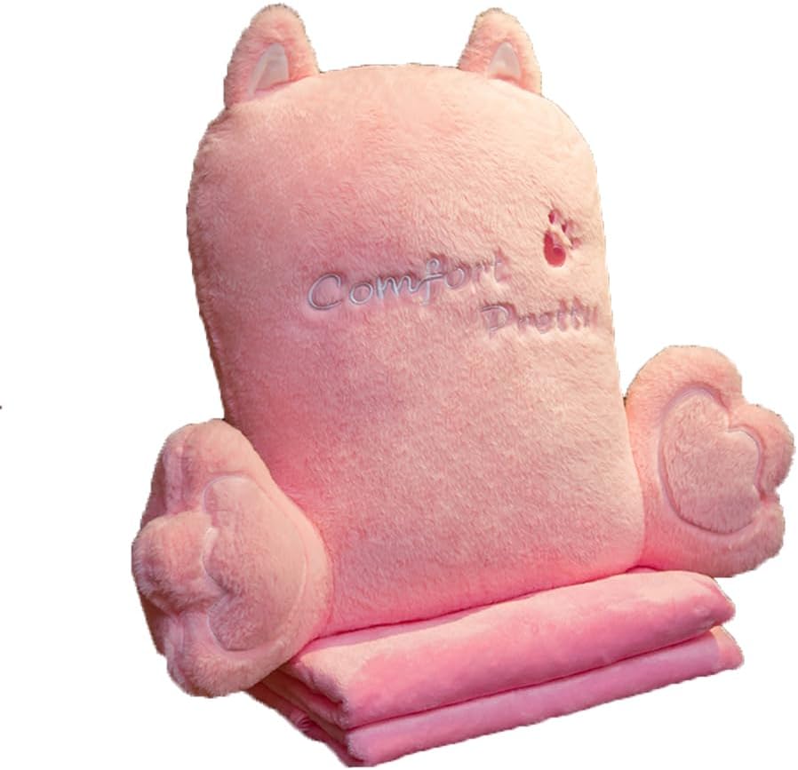 Tingting's Dream Office Chair Waist Pillow Sofa Lumbar Back Cushion Backrest Pillow Bed Rest Reading Pillow Cute Plush Lumbar Pillow (Green Rabbit, 60×70CM/23.6"×27.56")