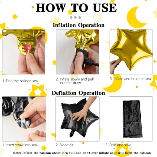 Image of Star Balloons, 18 Inch Foil Balloons, 10 PCS Star Balloons Foil, Gold Star Foil Balloons Set Mylar Balloons Gold Balloons Star for Graduation Birthday Party Wedding Baby Shower New Year Decorations