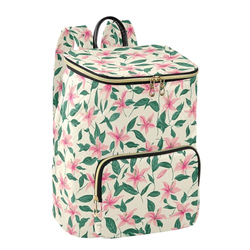 KLL Small Pink Flowers Green Leaves Ditsy Print Style Backpacks for Women Premium Casual Travel Shoulder Bag for Daily Workout Trip2