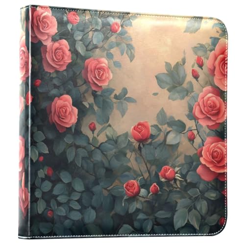 Álbum de fotos autoadhesivo DIY Scrapbook Álbum de anillado de 3 anillas con rosas de San Valentín, 40 páginas, 8x10 para recuerdos miniatura 1