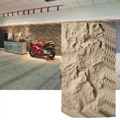 Paneles de pared 3D, chapa de piedra artificial para uso en interiores y exteriores, textura de poliuretano impermeable, papel pintado decorativo de molde, 5 unidades
