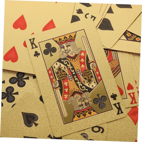 Supvox Vergoldete Pokerkarten Goldfolie Robustes Kunststoff Material Party Spielkarten Glatte Oberfläche Für Freizeit Und Festival Kartenspiel Für Spieler Und Sammler – Bild 5