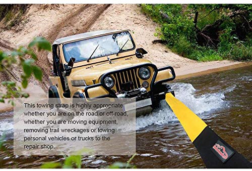 Tow Strap 20ft Tow Strap 30.000 LBS (12 US TON) Rated Capacity Heavy Duty Vehicle Tow Strap with Reinforced Loops Protective Water Resistant Sleeves Emergency Towing Rope for Recover
