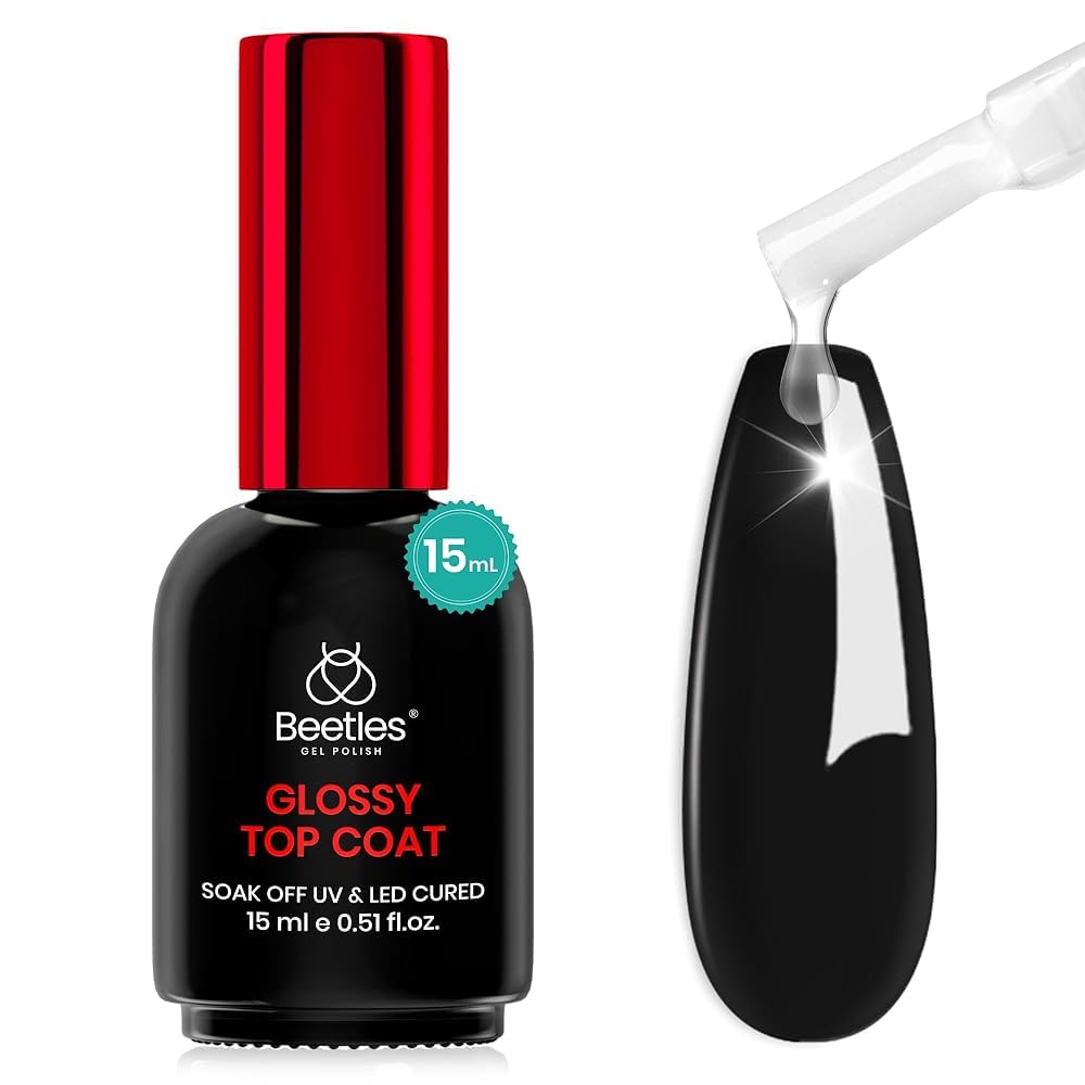 Beetles Gel Top Coat - Extra Glossy Top Coat Gel Polish 15ml, Shine Finish and Long Lasting, Soak Off UV & Nail Lamp DIY Manicure Gift for Women