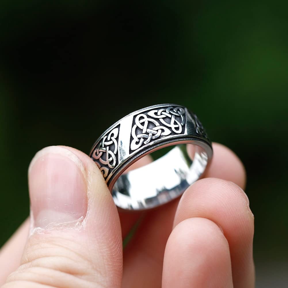 OIDEA Anillo De Hombre De Acero Inoxidable Con Nudo Celta Punk Con Personalidad Retro,Plata,Tallas: 17