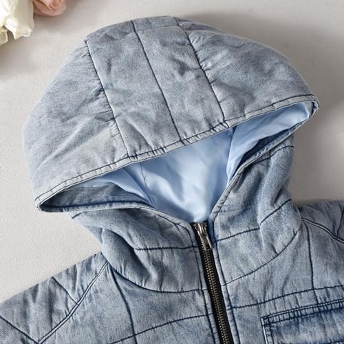 Womens Causal Sleeveless Hooded Denim Vest Zipper Padded Vest Relax Fit Jean Vest Outwear Cropped Vest Jacket2