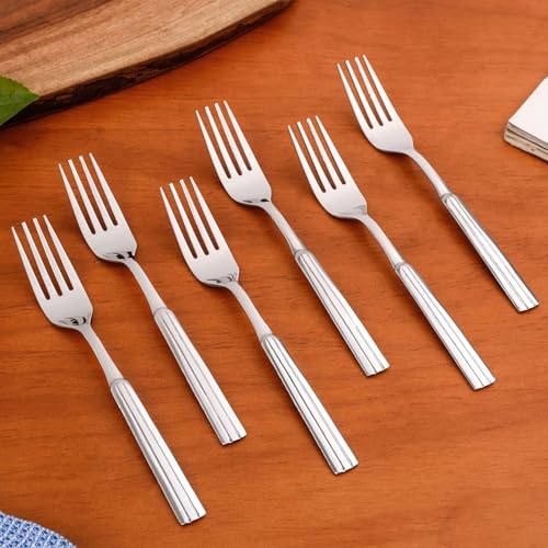 Image of Nestasia Stainless Steel Cutlery Set of 12 (18cm Each) - Dishwasher Safe & Rust Resistant Spoon & Fork Set - Fluted Cutlery Set for Dining Table, Kitchen & Gifting