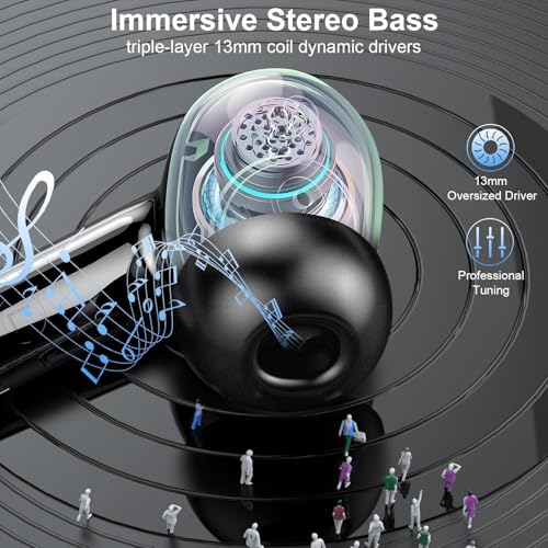 Wireless Earbuds 2026, Ear Buds Bluetooth 5.4 Headphones with HiFi Stereo/ENC Noise Cancelling, Wireless Earphones 40H Playtime Bluetooth Earphones, in Ear Headphones IP7 Waterproof/USB-C Fast Charge - image 3