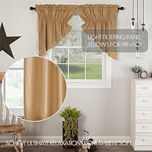 VHC Brands Simple Life Flax Khaki Country Farmhouse Window Curtain Prairie Swag Set of 2 36x36x18 VHC Brands Simple Life Flax Khaki Country Farmhouse Window Curtain Prairie Swag Set of 2 36x36x18