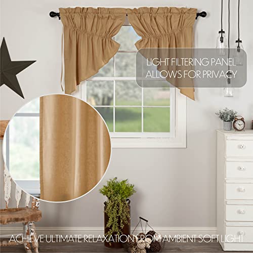 VHC-Brands-Simple-Life-Flax-Khaki-Country-Farmhouse-Window-Curtain-Prairie-Swag-Set-of-2-36x36x18 VHC Brands Simple Life Flax Khaki Country Farmhouse Window Curtain Prairie Swag Set of 2 36x36x18
