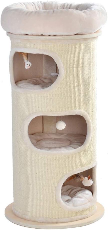 Torre de gato árbol de gato De madera maciza de sisal Escalada tubo del gato del gato FrameMulti nivel Nido Rascador sisal barril Rascador Árboles de actividades para gatos Condominio para gatos de va