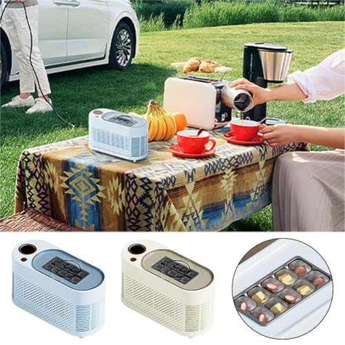 Machine Portable Ice Maker avec 12V Adaptateur d'alimentation rapide Mini Cube Maker, 10 Cube de glace dans 10 Minutes, Compact silencieux électrique ICES Machine pour Camping, Bureau, Voiture, Maison, Bar (Blue 1pcs)