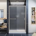 DreamLine Infinity-Z 44-48 in. W x 72 in. H Semi-Frameless Sliding Shower Door, Frosted Glass in Brushed Nickel