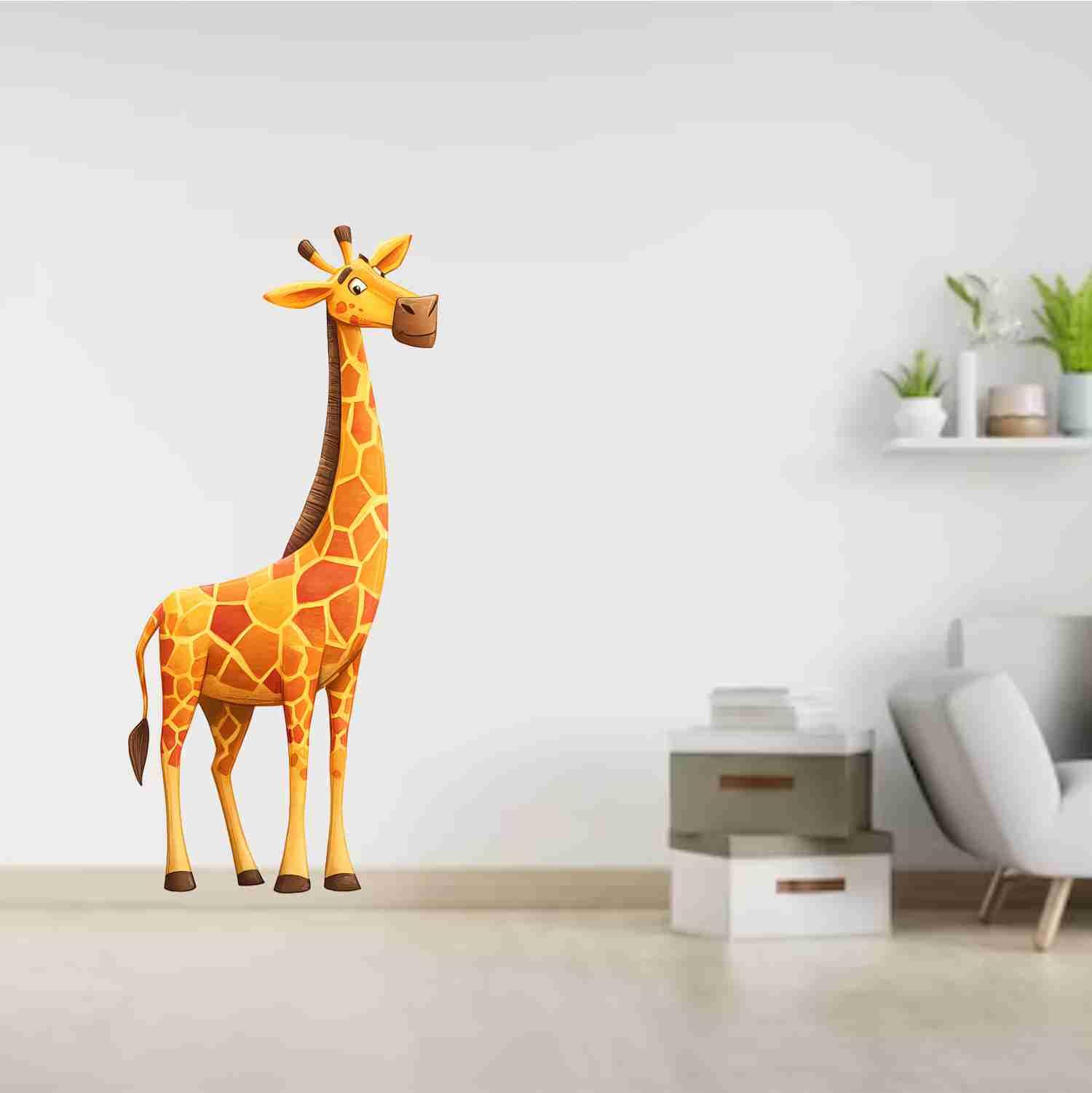 GovardhanSons Animal Giraffe Wall Sticker 43x60 cm | Self Adhesive Vinyl Wall Mural | Cute Cartoon Decorative Decal for Nursery & Study Room | Peel & Stick Home Art | Giraffe Wall Sticker Pack of 1 2