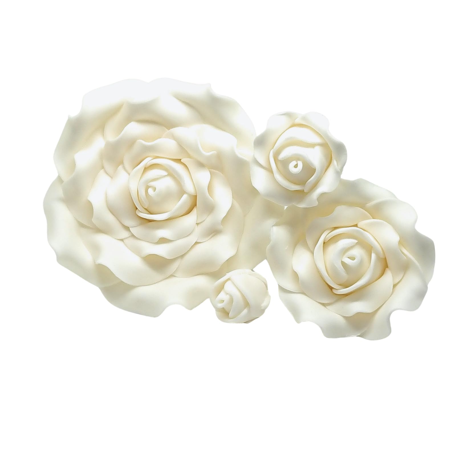Sugar Roses -Sugar Paste Flowers - Cake Toppers Decorations - 4 Sizes to choose from -Weddings - Birthdays - Anniversary - IVORY (1 1/2" X 5)