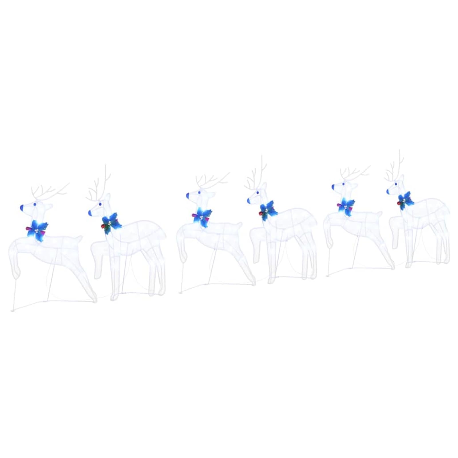 Gecheer LED Rentiere 6 pcs Weiß Stoff, Weihnachtsdekoration für Weihnachtsmarkt Festliche Eventdekoration Garten Rasen Terrasse Vorgarten Fassade3385898
