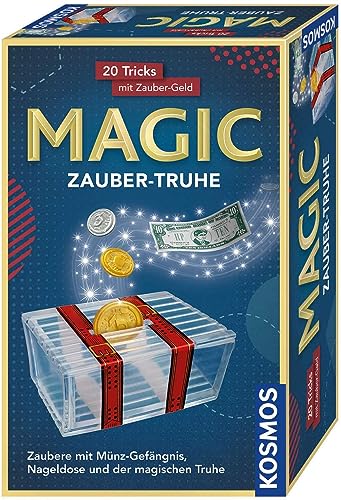 Kosmos 657505 Magic Zauber-Truhe, 20 magische Tricks mit Zaubergeld und Münzen, Zaubern Lernen im Handumdrehen, Kompaktes Format, Mitbringspiel, Zaubern für Kinder ab 8 Jahren