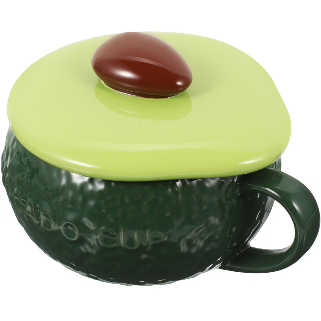 Taza de cerámica con tapa verde ideal para desayunos en la escuela