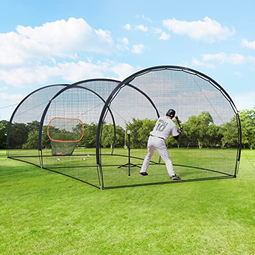 20Ft Baseball Batting Cage Net With Sock Style Net, Fully Enclosed Baseball Softball Golf Batting Cages, Complete Frame And Net For Pitching Training, Heavy Duty Training Equipment Netting Backstop #TOP19