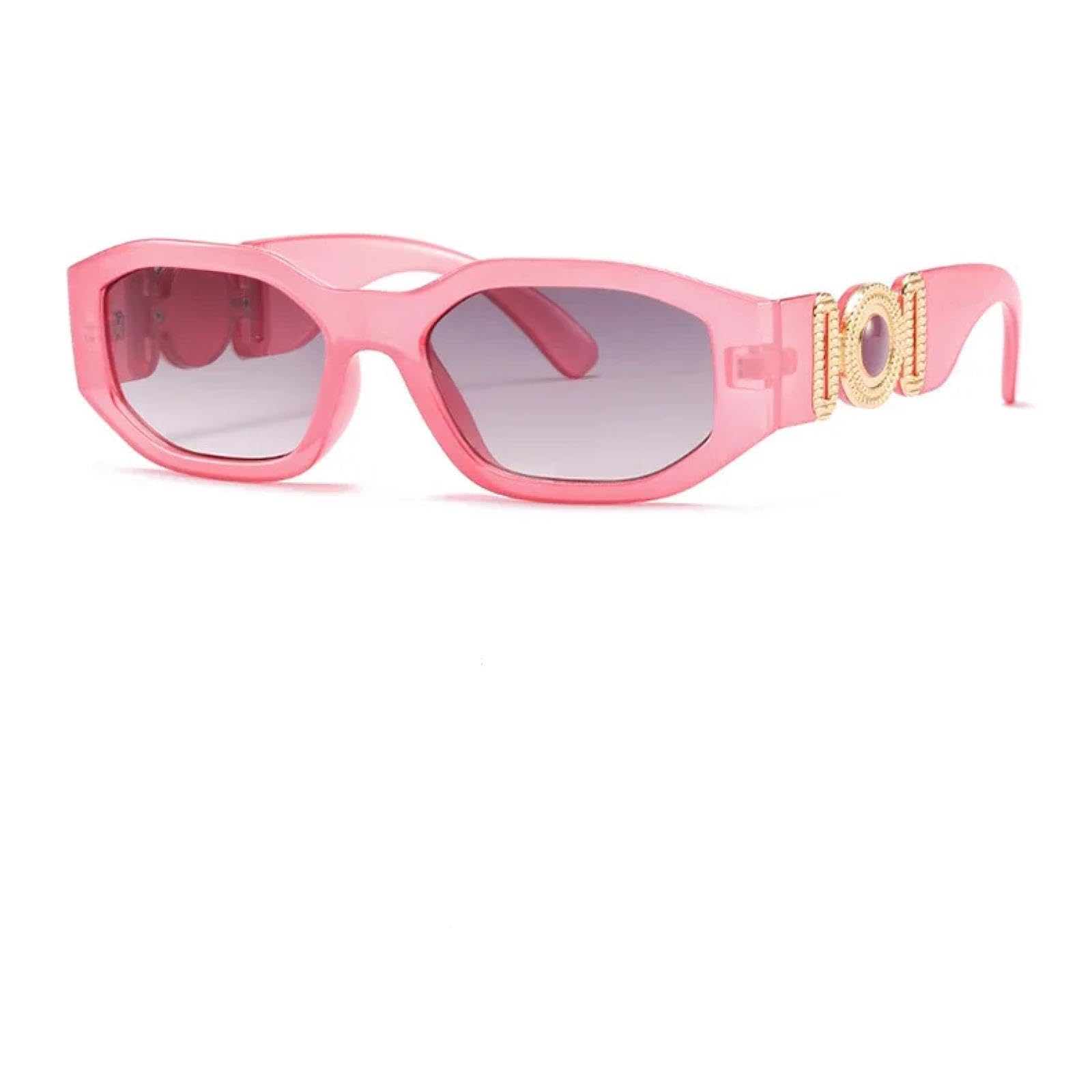 Gafas de sol cuadradas de montura grande para mujer, estilo rockero, con montura romboidal, de aleación y UV400, con patillas glamurosas, estilo vintage.
